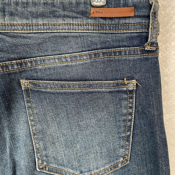 Pilcro Jeans Women’s 29 Blue Denim SLIM STRAIGHT Crop Raw Hem Anthropolgie - Picture 5 of 11